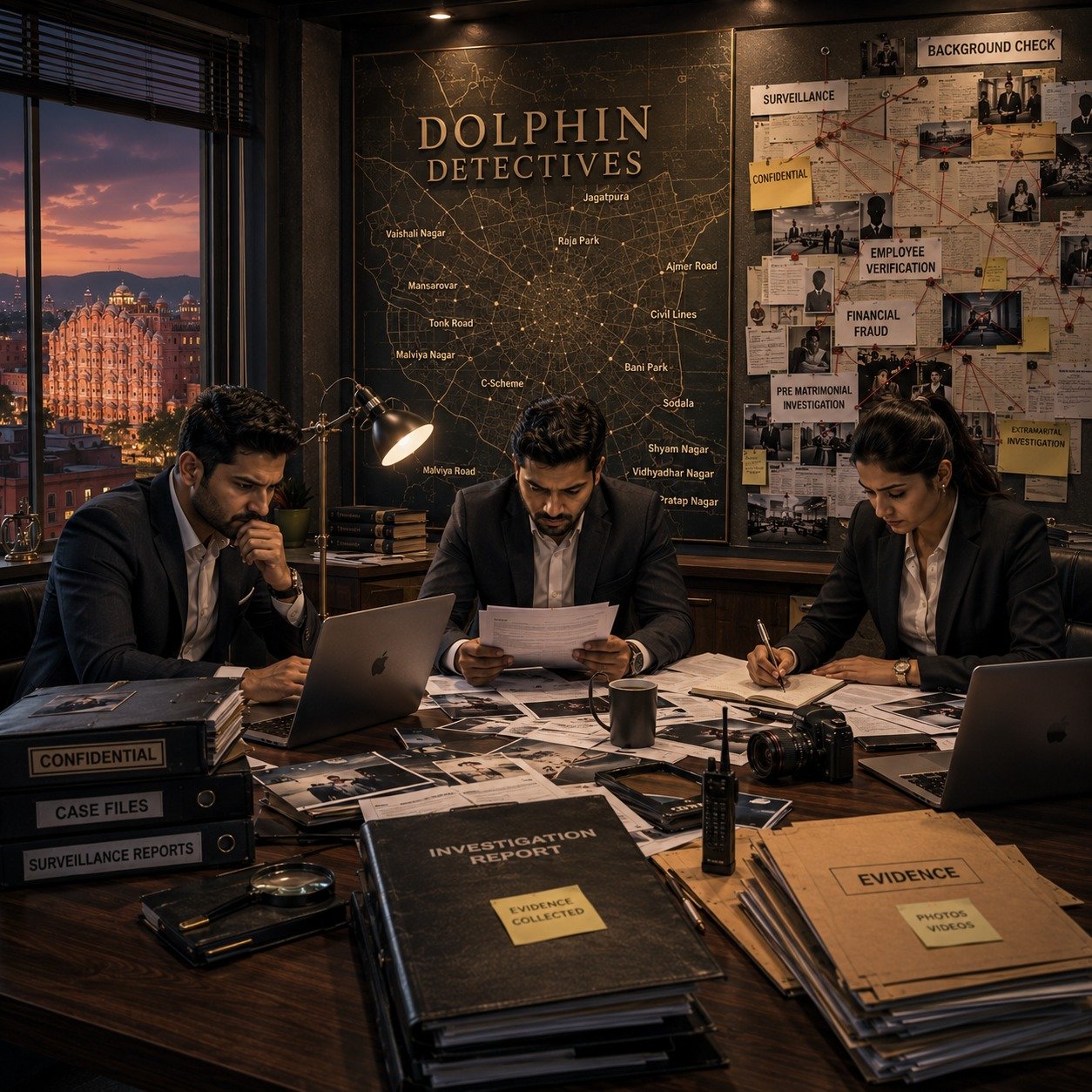 Detectives at work in Jaipur office